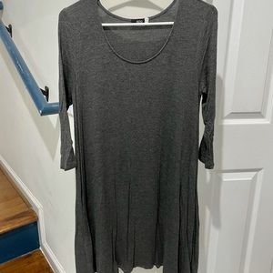 Grey Long Sleeve Casual Dress